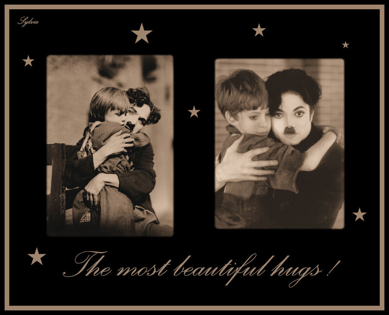 Charlie Chaplin Hugging Boy
