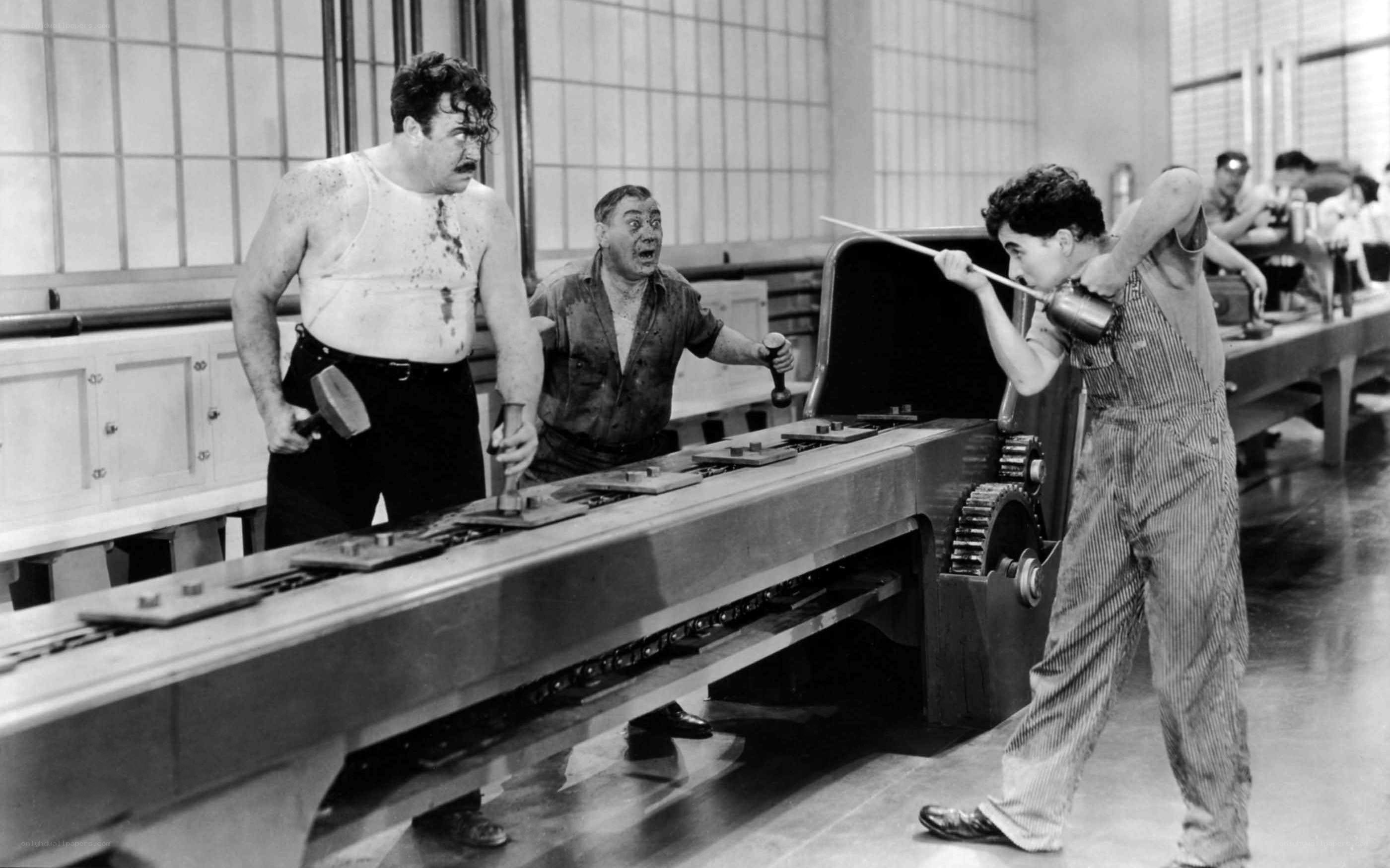 Charlie Chaplin in a factory scene