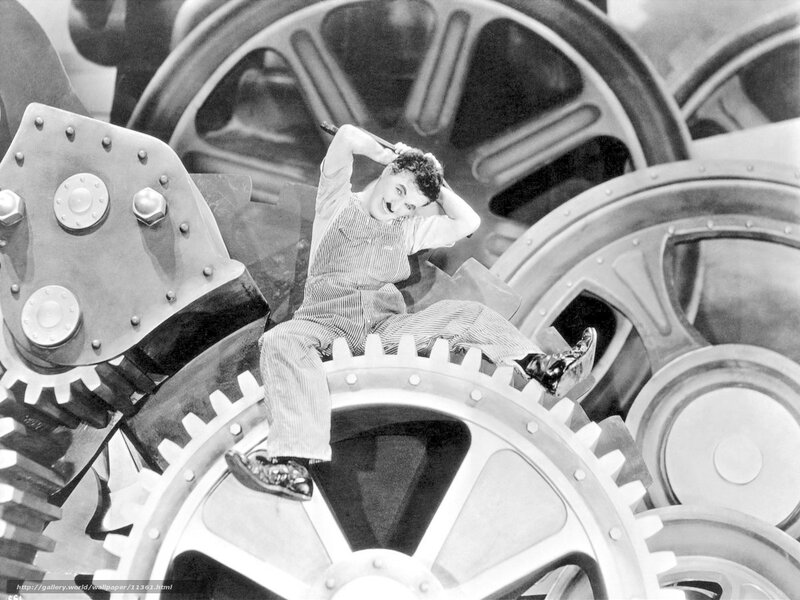 Charlie Chaplin in a factory
