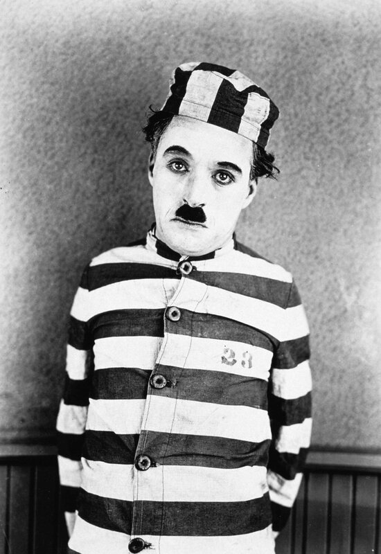 Charlie Chaplin in prison uniform