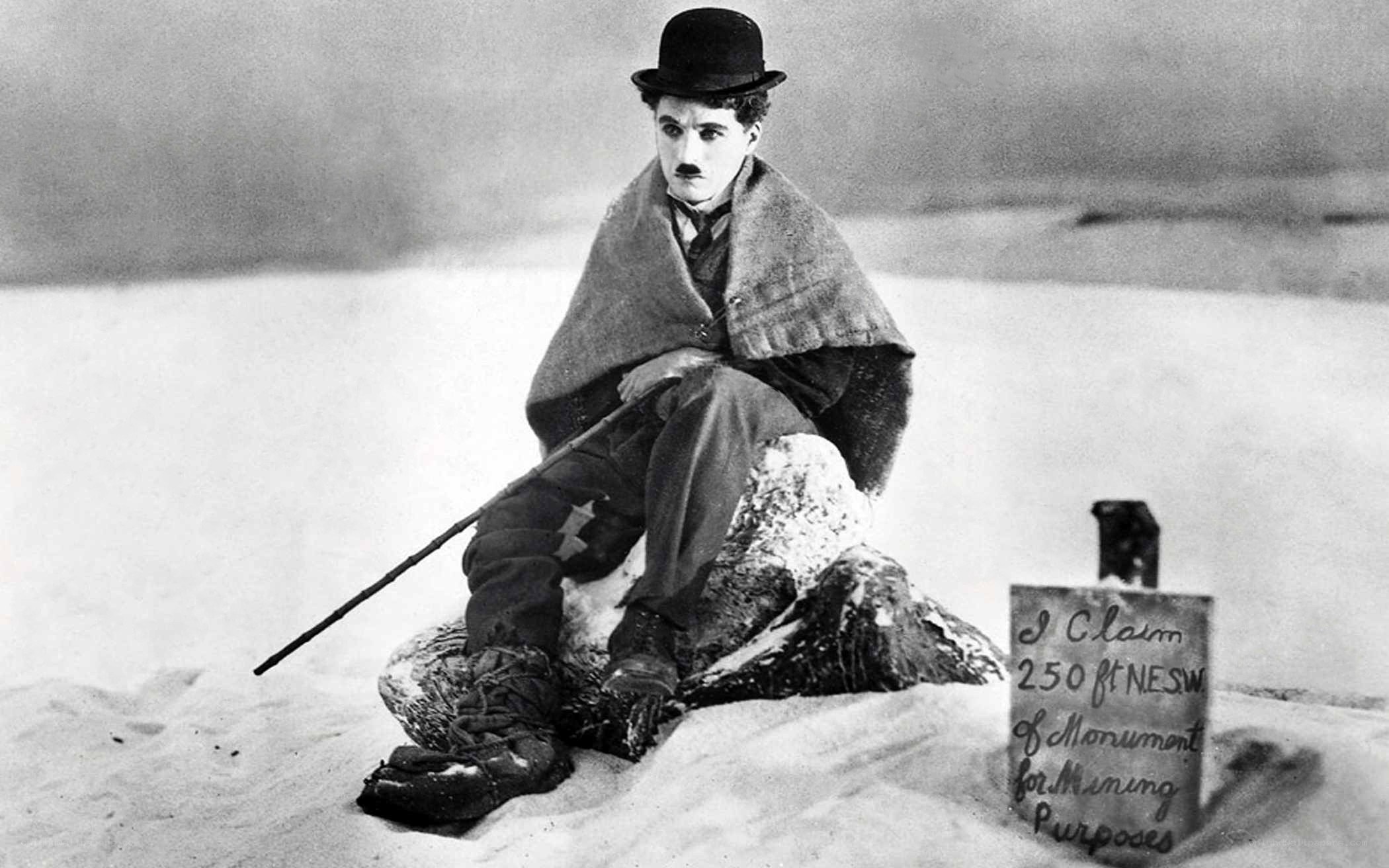 Charlie Chaplin in snow