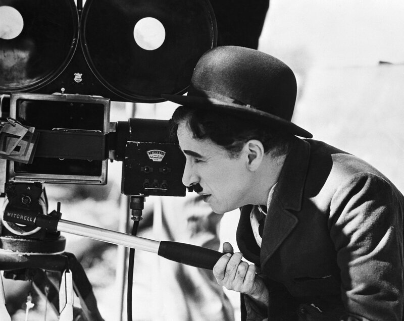 Charlie Chaplin on film set