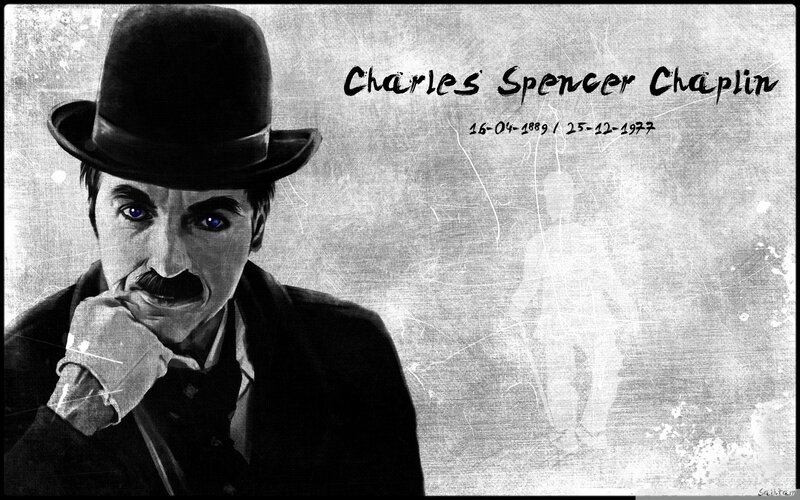 Charlie Chaplin Portrait — Black, Dramatic, Illustration