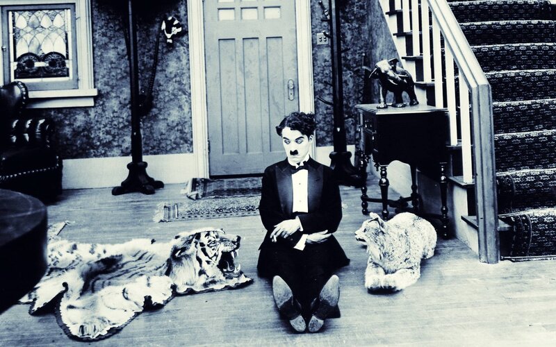 Charlie Chaplin with Animal Skins