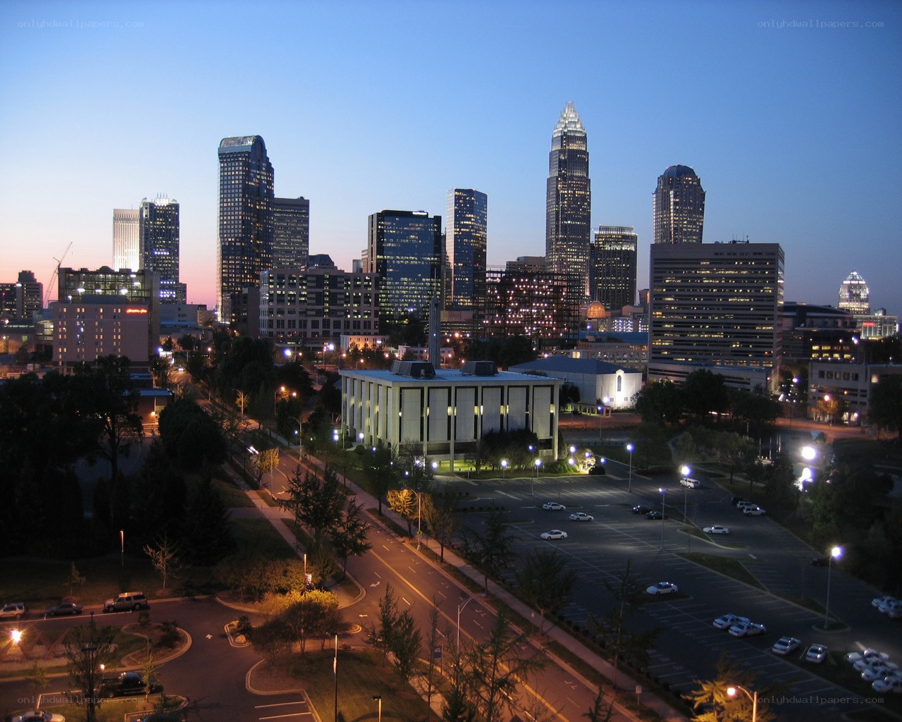 Charlotte skyline at dusk