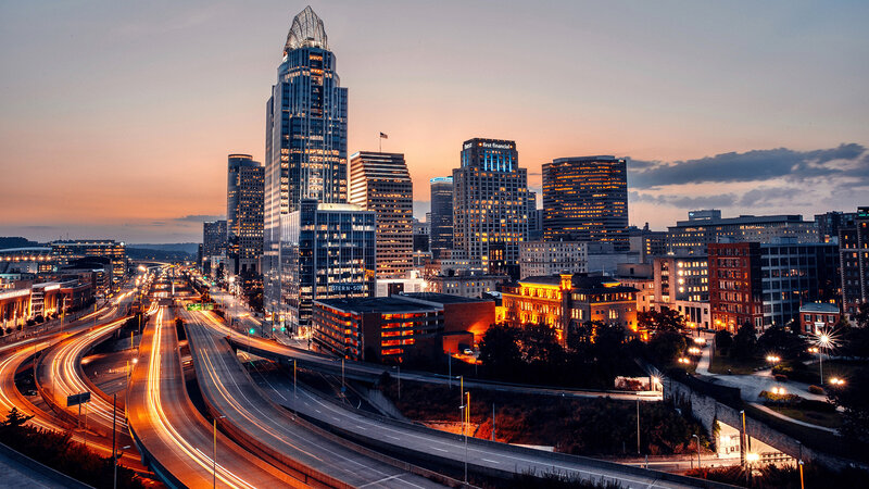 Charlotte Skyline at Dusk — Orange