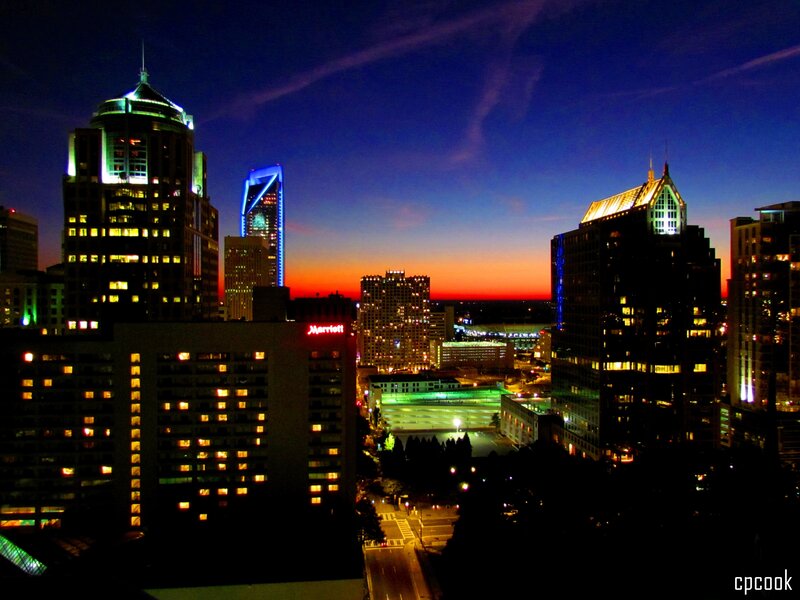 Charlotte skyline at dusk