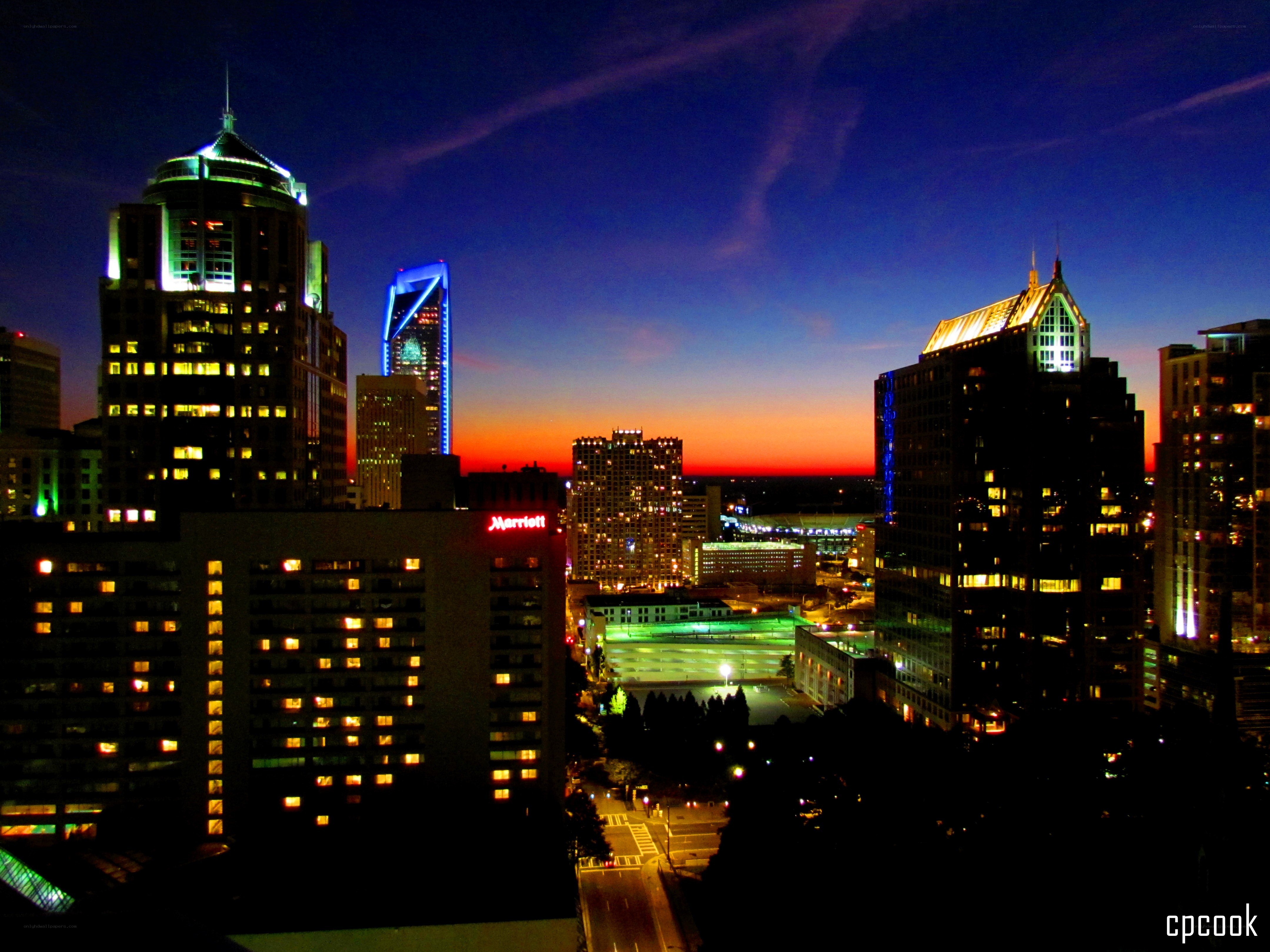 Charlotte skyline at dusk