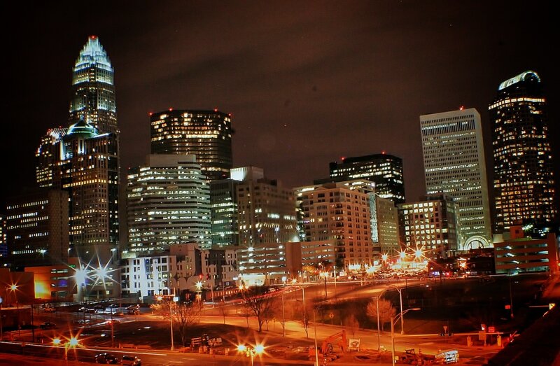 Charlotte skyline at night