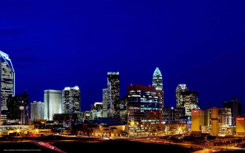 Charlotte Skyline at Night — Blue, Dramatic