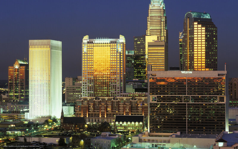 Charlotte Skyline at Night — Blue