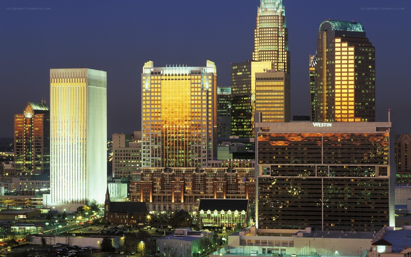 Charlotte skyline at night