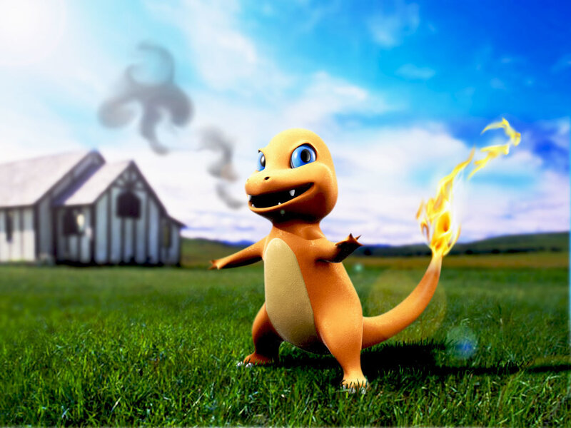 Charmander in a field