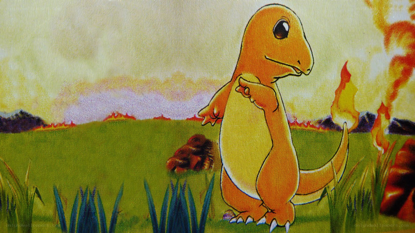 Charmander in a fiery field
