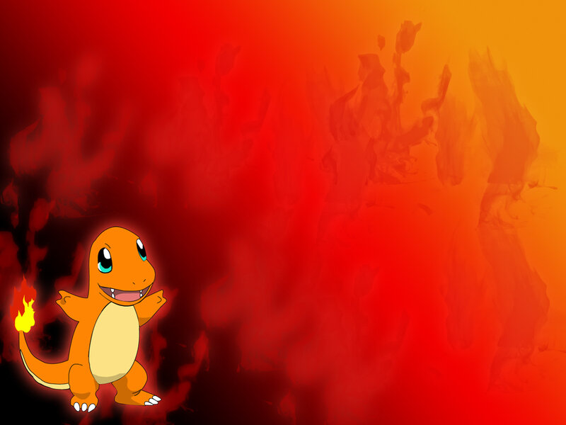 Charmander in a fiery scene