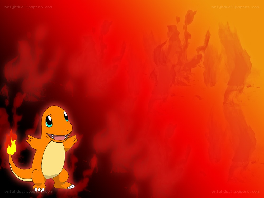 Charmander in a fiery scene
