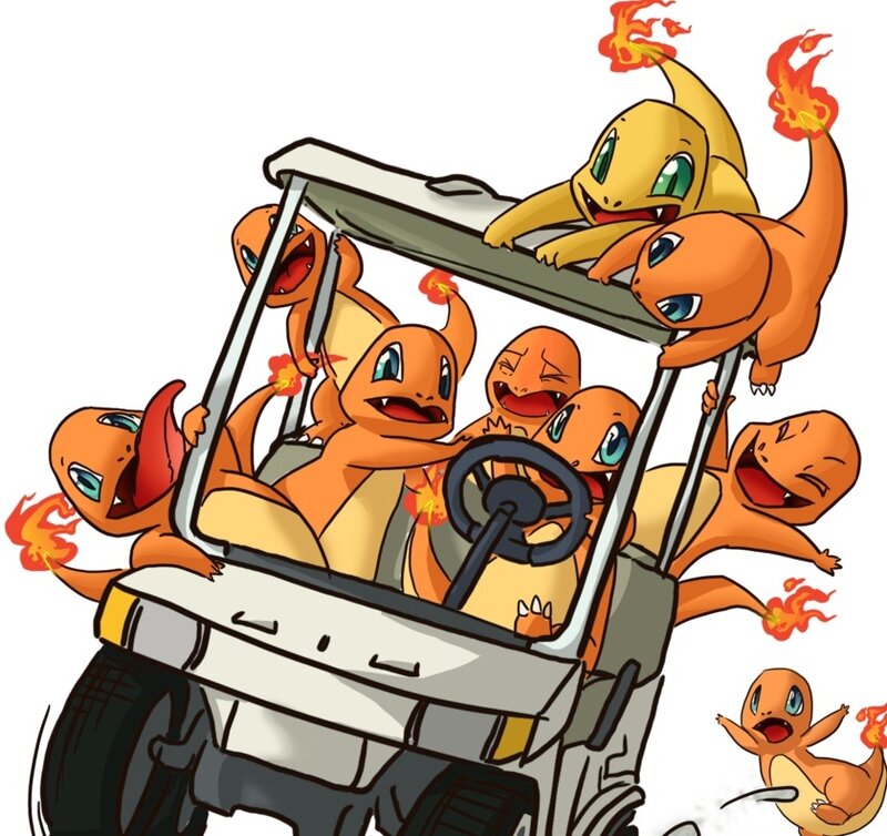 Charmander in Golf Cart
