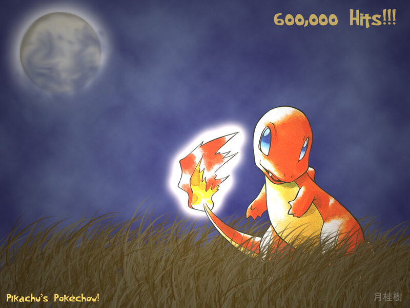 Charmander under the moon