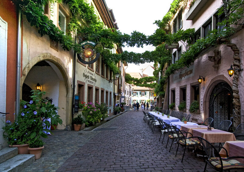 Charming cobblestone alley in Germany