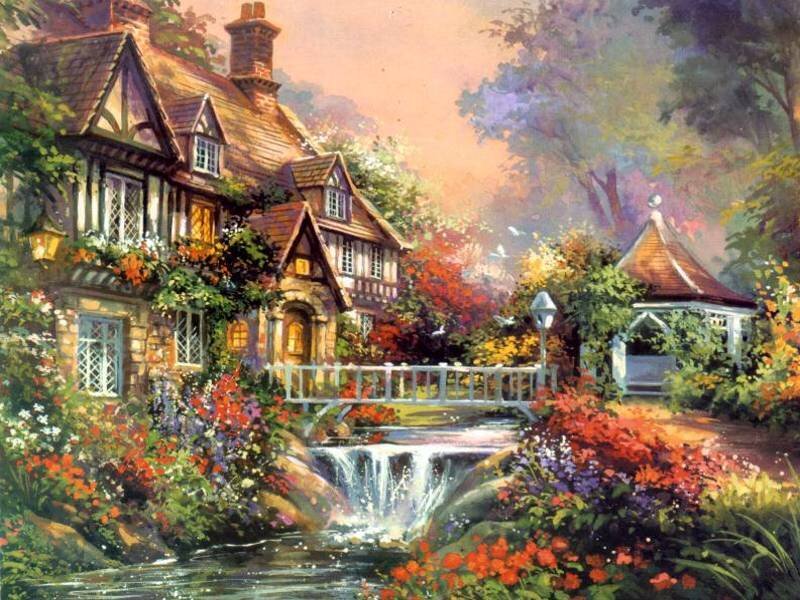 Charming cottage by a waterfall
