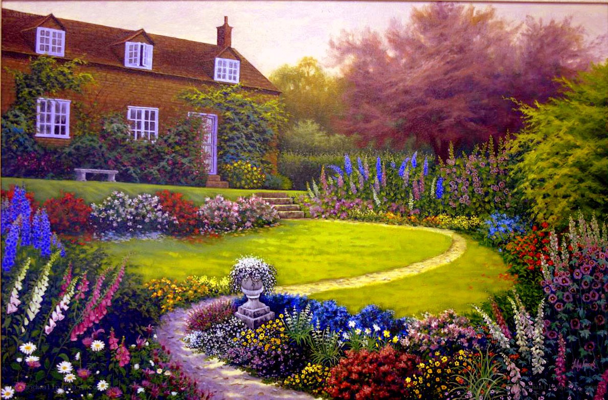 Charming cottage garden scene