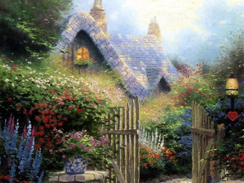Charming cottage garden scene