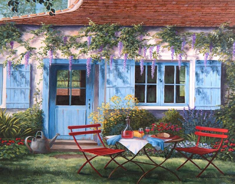 Charming cottage garden scene