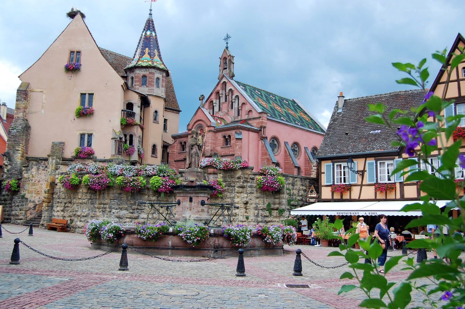 Charming European town square