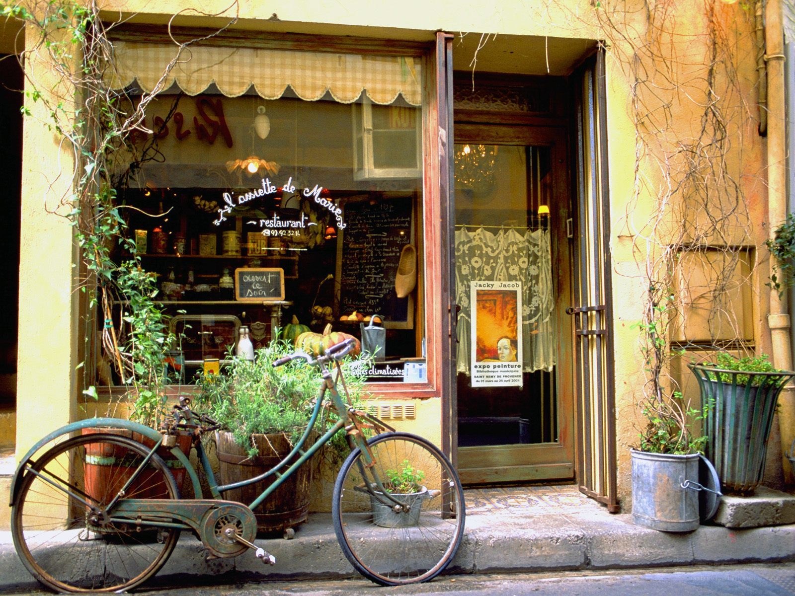 Charming French shopfront with bicycle