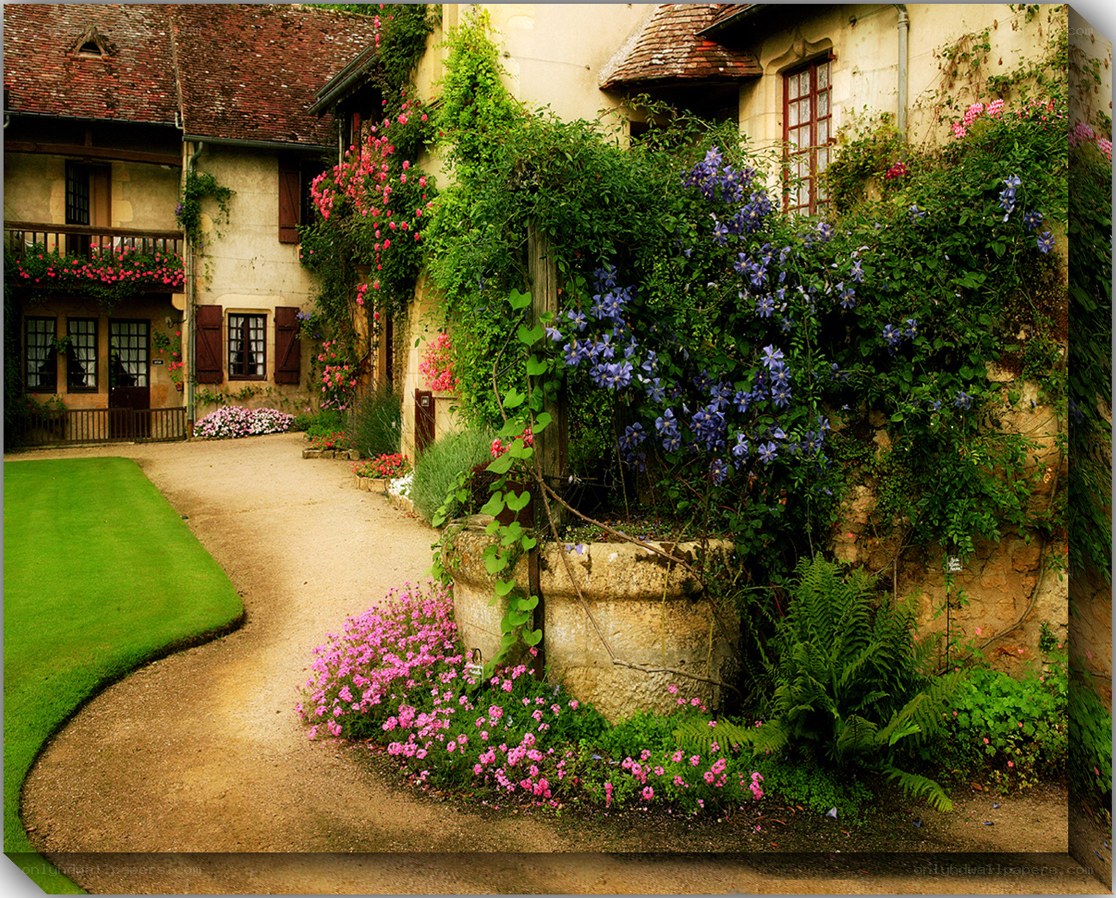 Charming French village courtyard