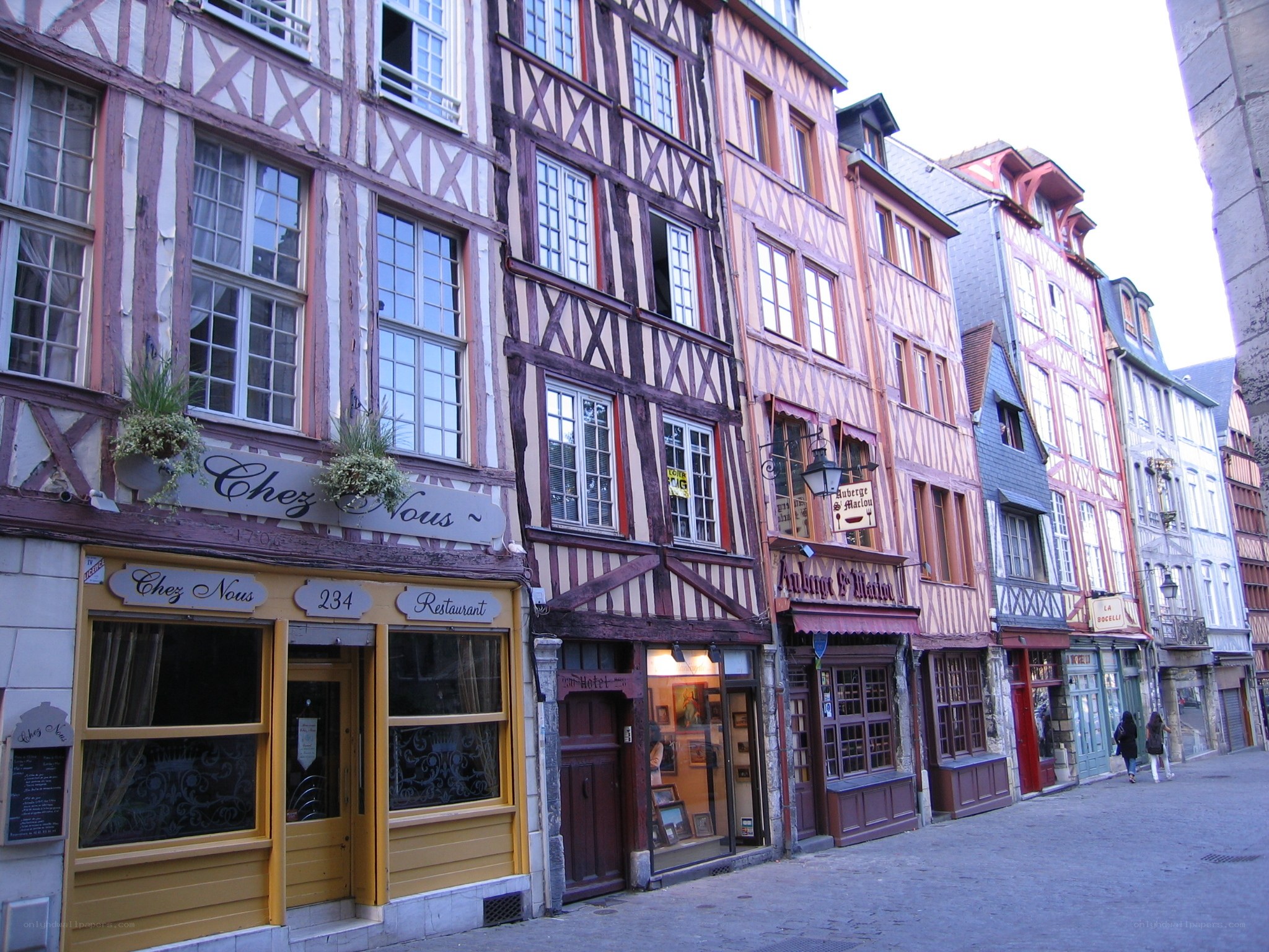 Charming half-timbered street in Rouen