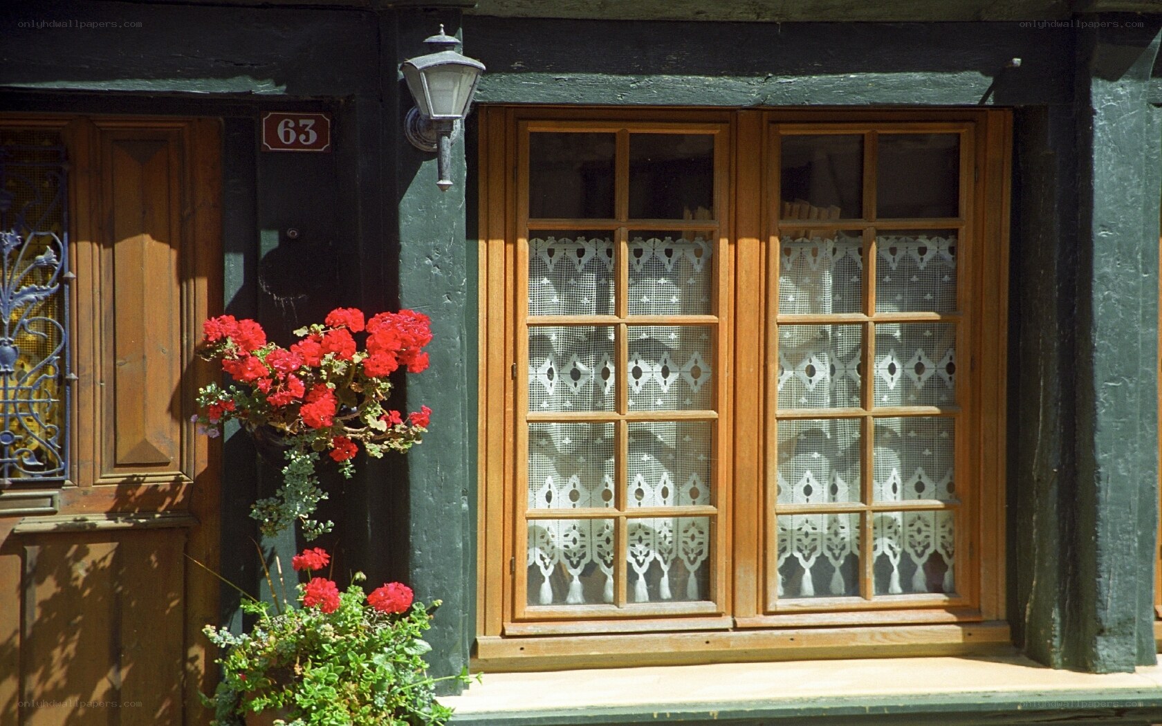 Charming house with red flowers