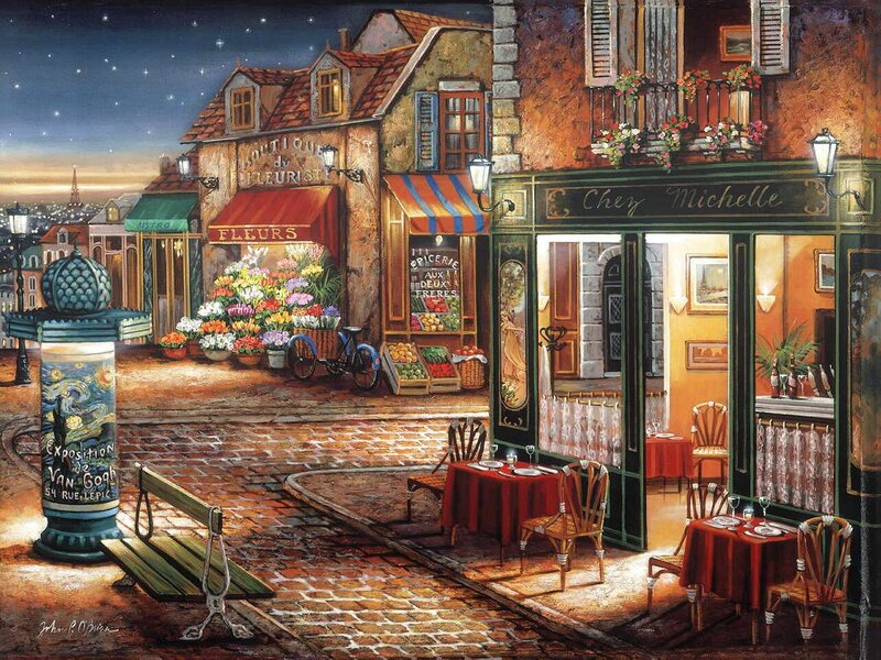 Charming Parisian Street at Night