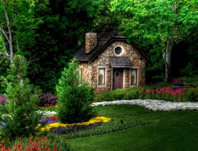 Charming stone cottage in garden
