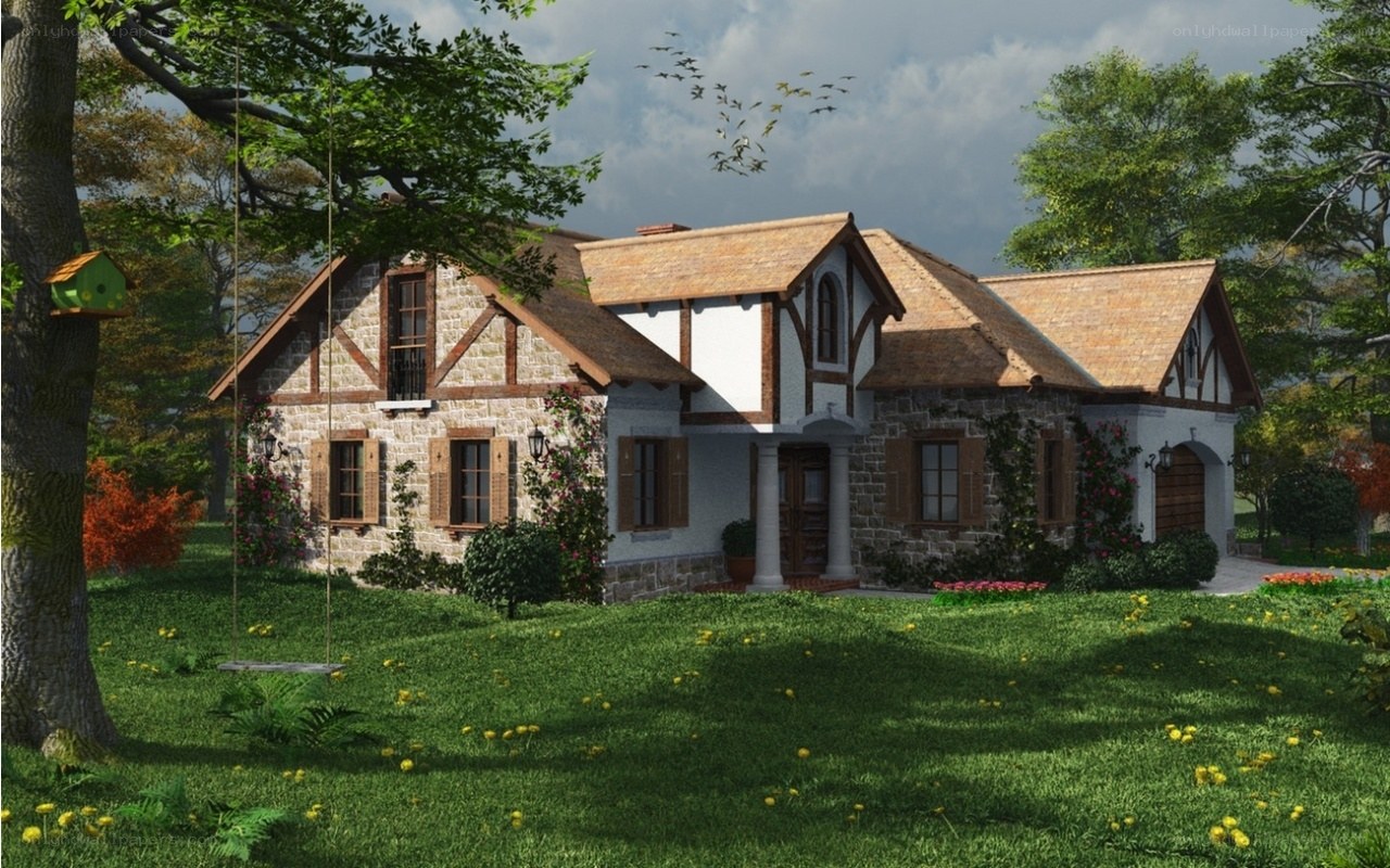 Charming stone cottage in garden