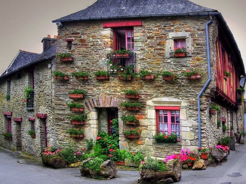 Charming stone house with flowers