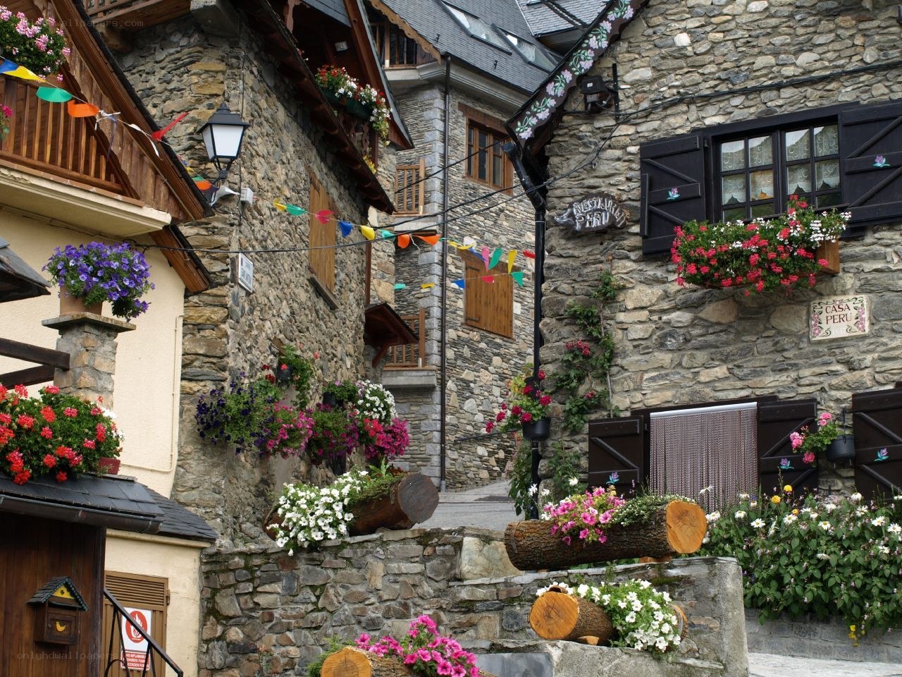 Charming stone village street