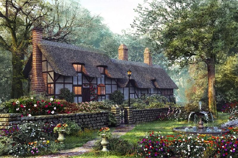 Charming thatched cottage garden
