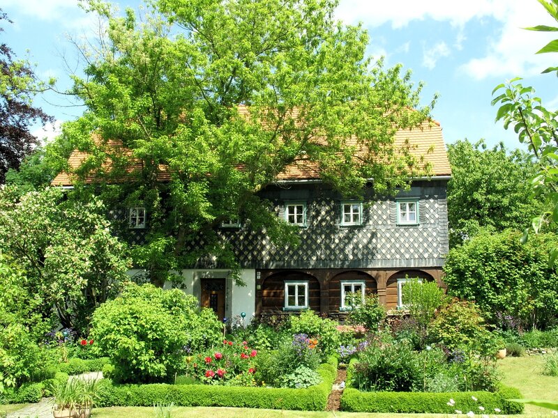 Charming timber house in garden