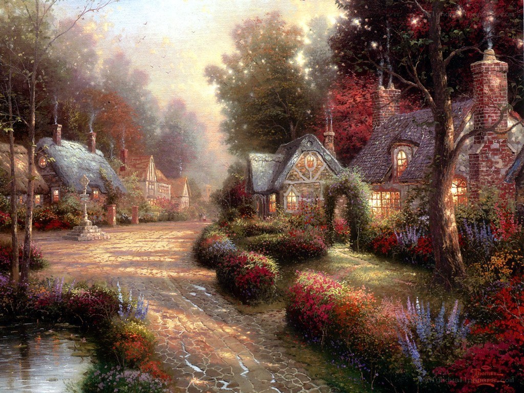 Charming village at dusk