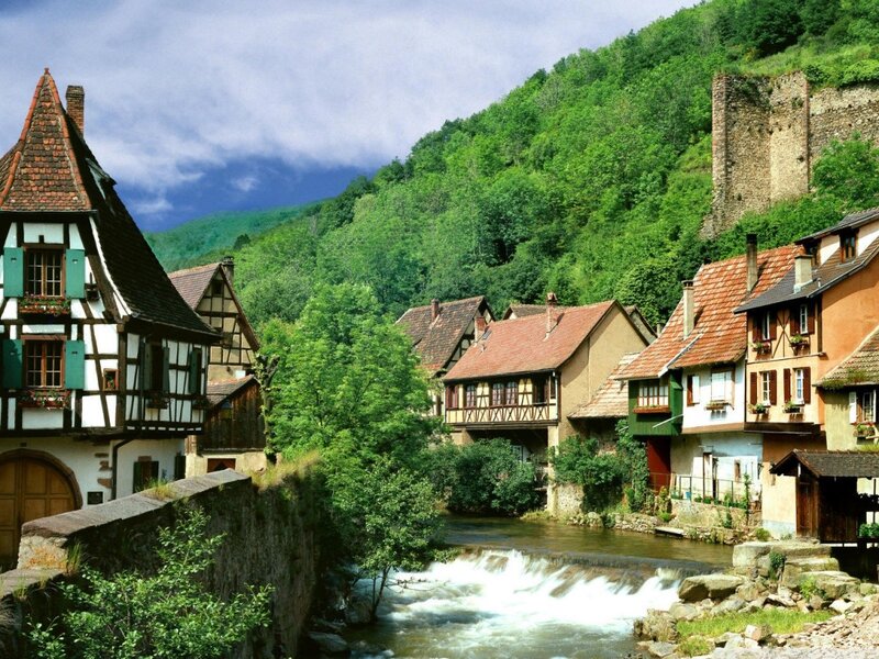 Charming village by a river