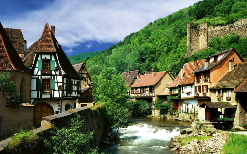 Charming village by a river