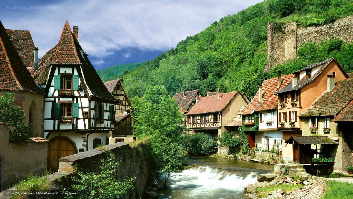 Charming village by a river