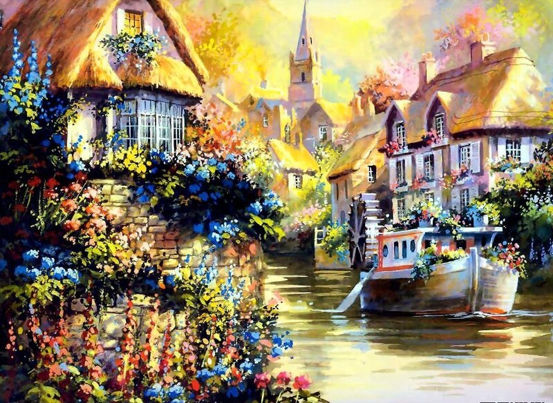 Charming village by the canal