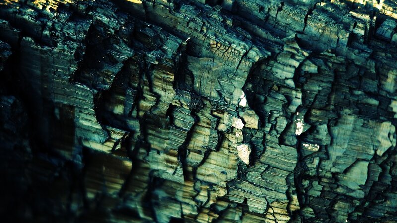 Charred Wood Surface — Black, Dark, Photograph, Cracks