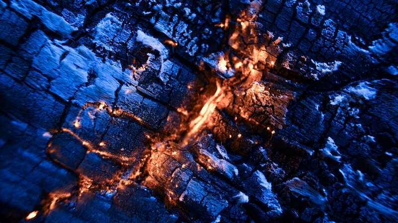 Charred Wood with Embers