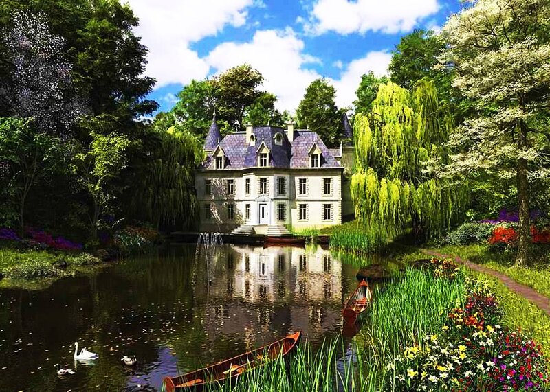 Chateau by a Pond — Green