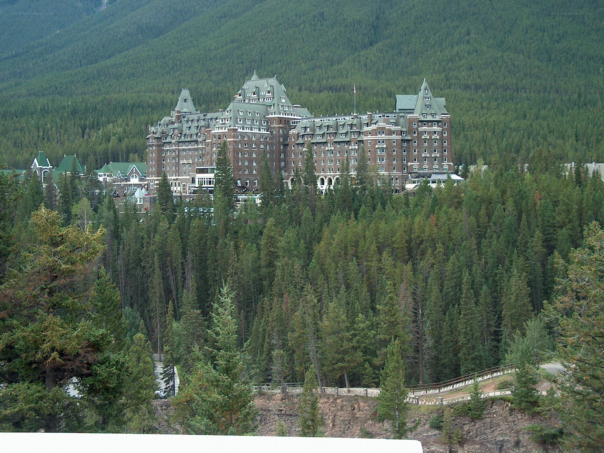 Chateau in forested mountains