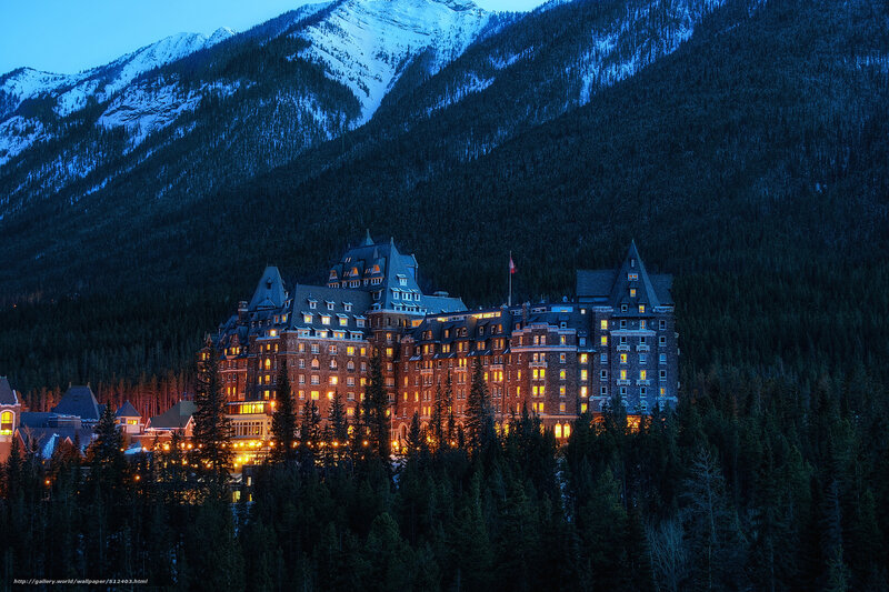 Chateau in the mountains at dusk