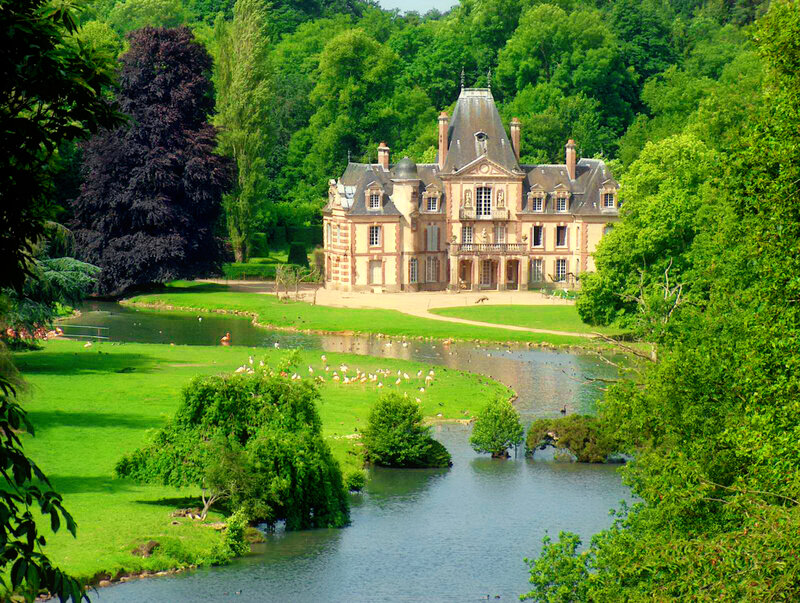 Chateau with Pond — Green, Serene, Afternoon